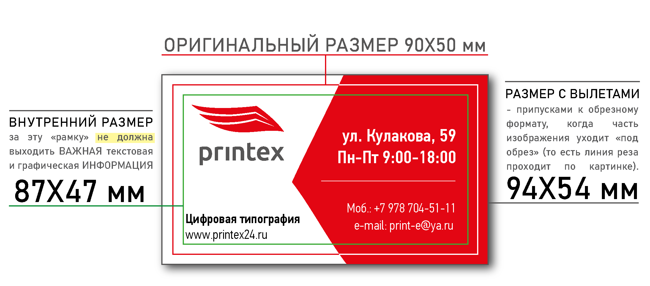 Схема вылетов и влётов в макете для печати